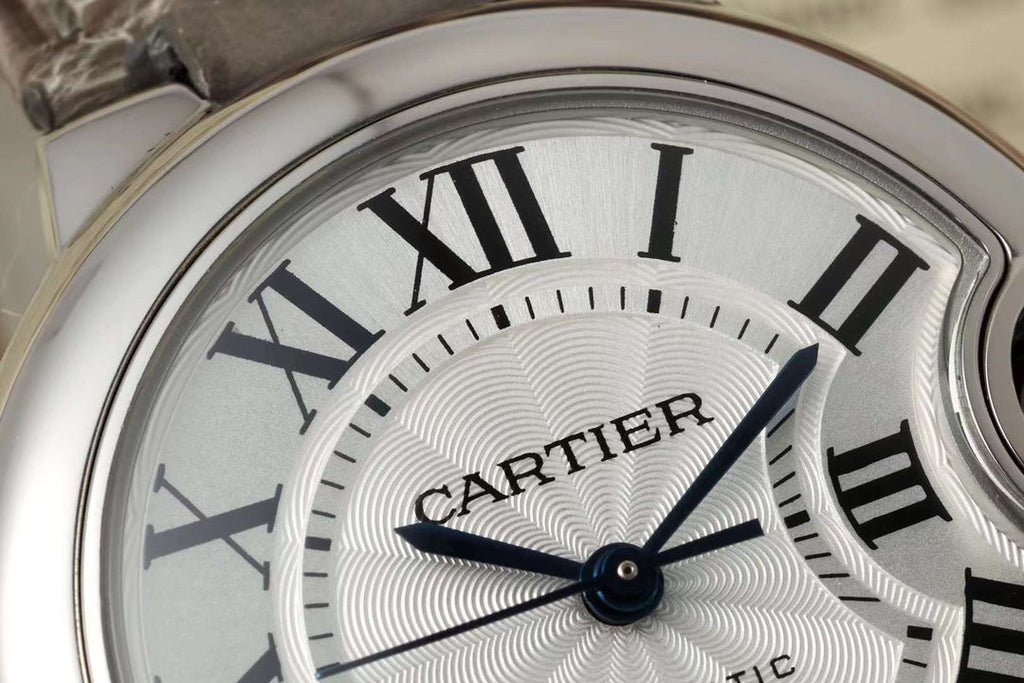 BALLON BLEU DE CARTIER 33 MM WATCH SILVER CASE WITH CEDAR BROWN LEATHER STRAP