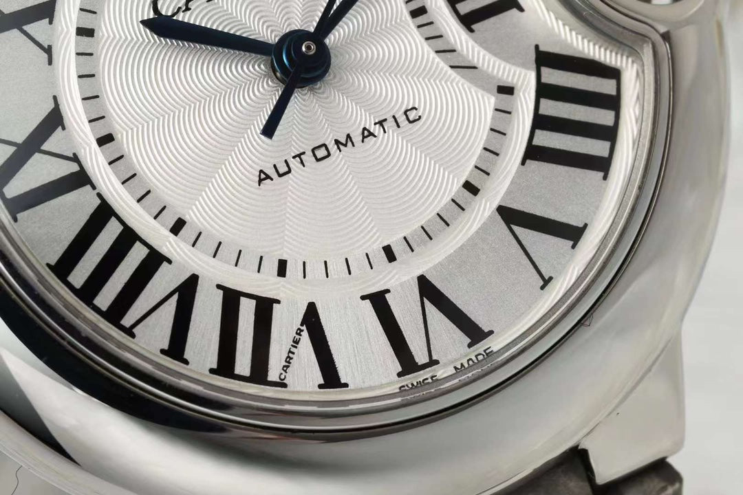 BALLON BLEU DE CARTIER 33 MM WATCH SILVER CASE WITH CEDAR BROWN LEATHER STRAP