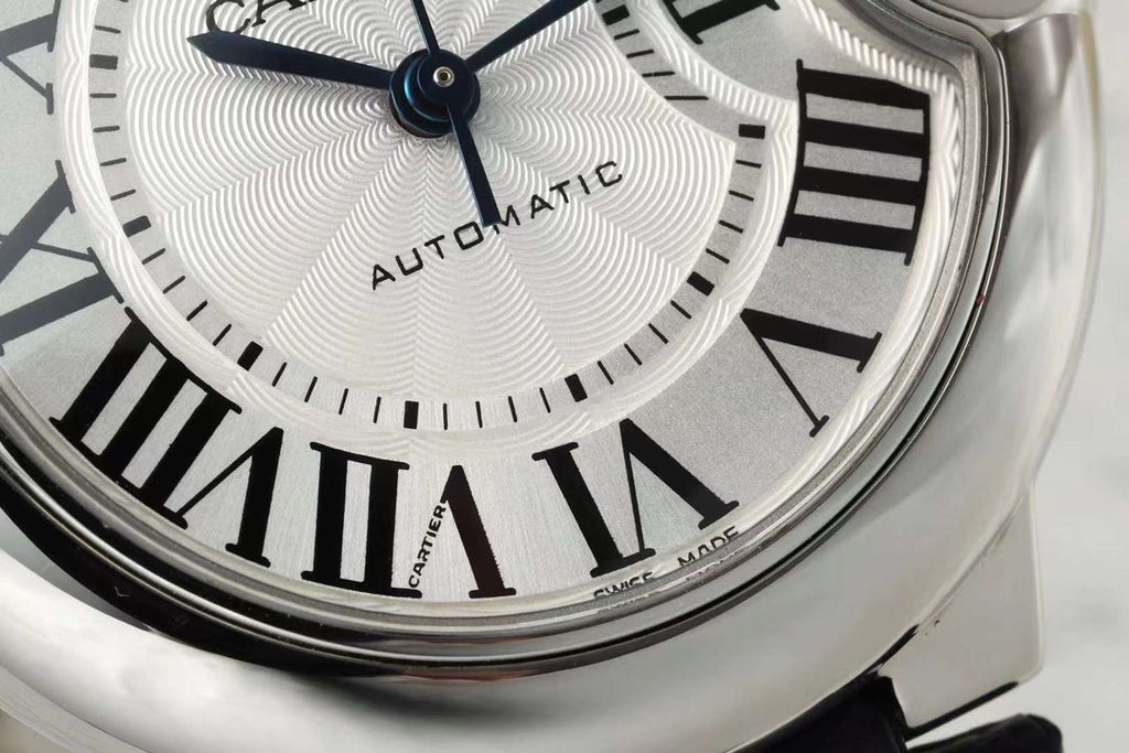 BALLON BLEU DE CARTIER 33 MM WATCH SILVER CASE WITH MIDNIGHT PURPLE LEATHER STRAP