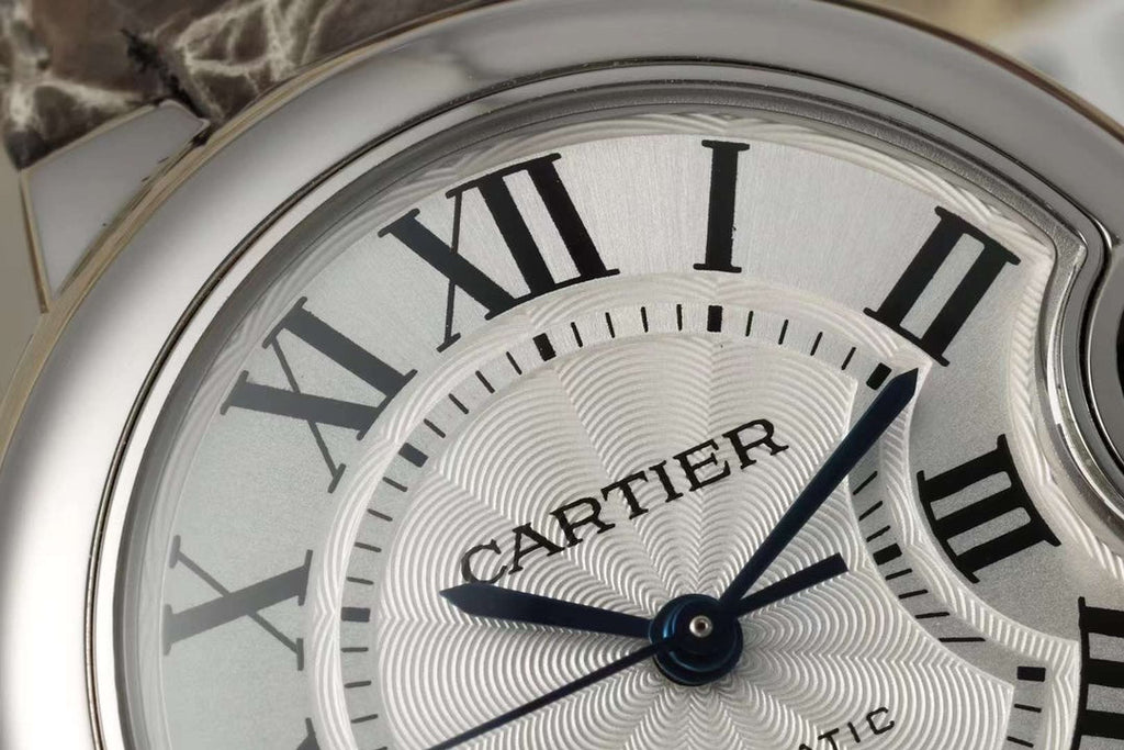 BALLON BLEU DE CARTIER 33 MM WATCH SILVER CASE WITH WENGE BROWN LEATHER STRAP