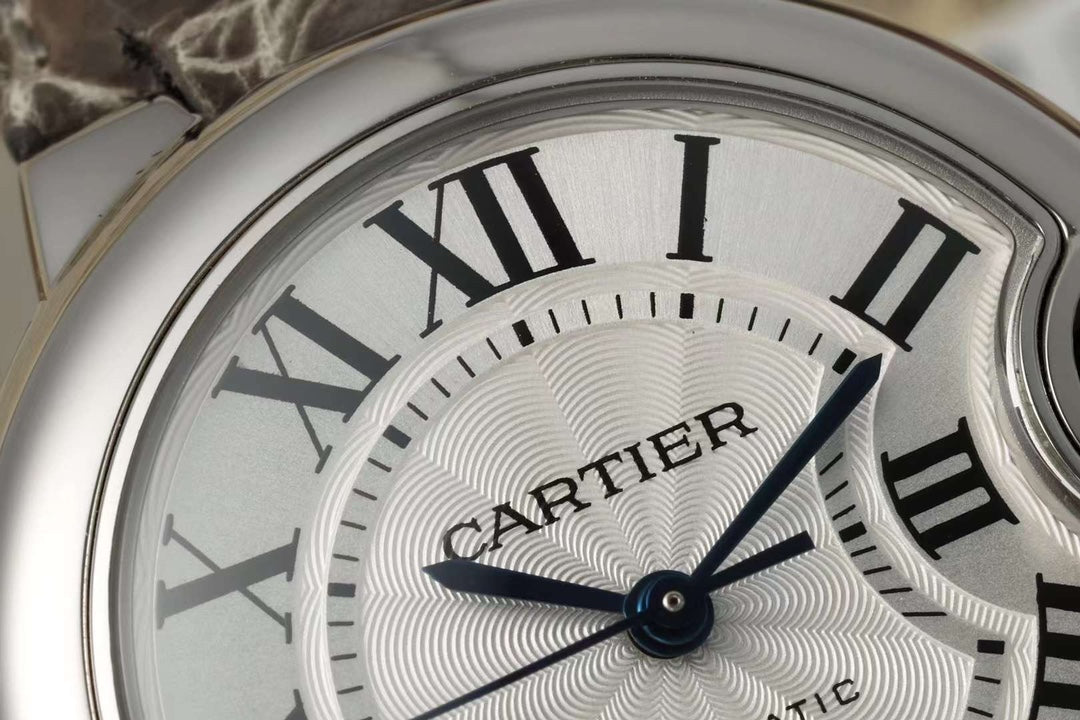 BALLON BLEU DE CARTIER 33 MM WATCH SILVER CASE WITH WENGE BROWN LEATHER STRAP