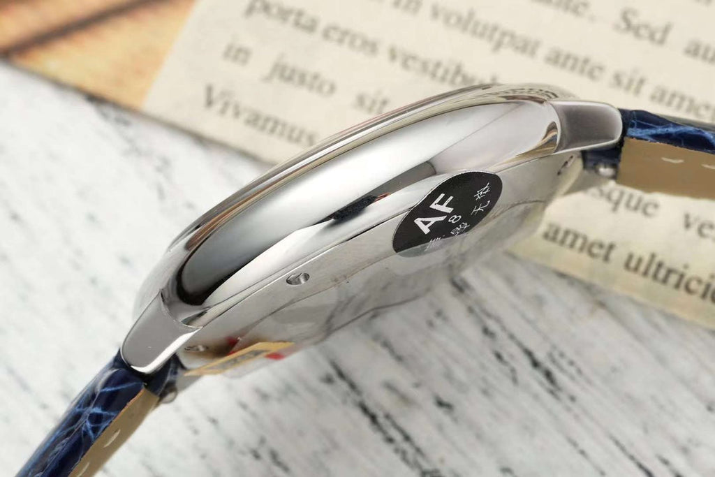 BALLON BLEU DE CARTIER 33 MM WATCH SILVER CASE WITH COBALT BLUE LEATHER STRAP