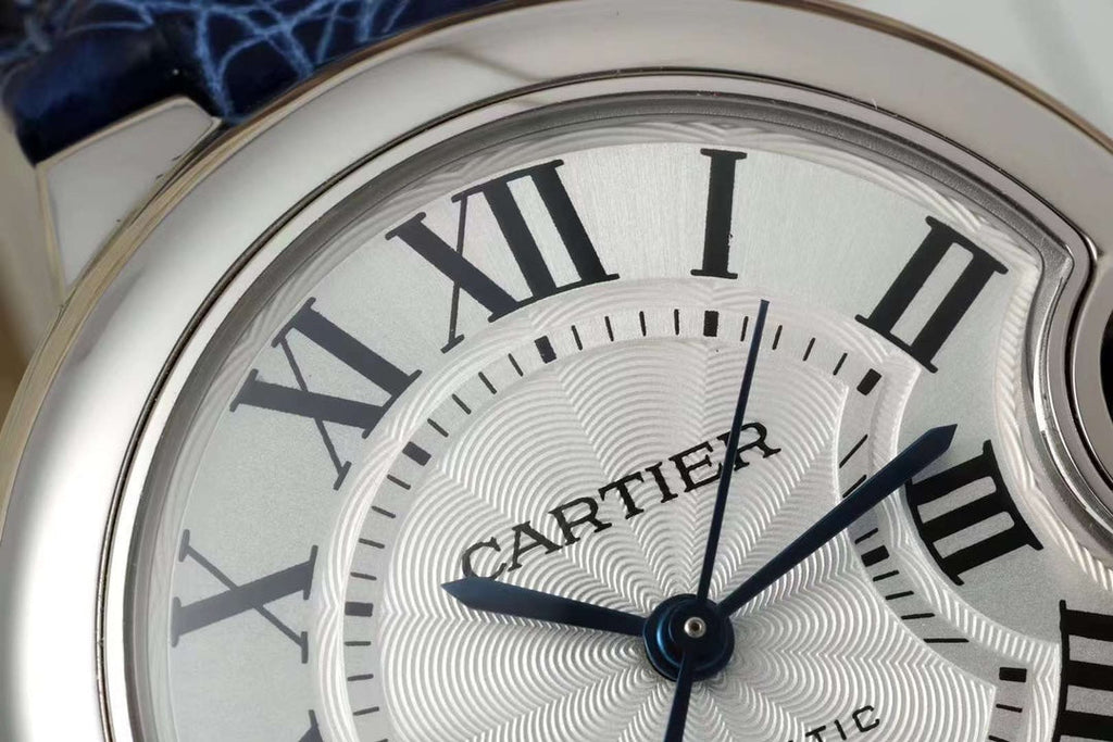 BALLON BLEU DE CARTIER 33 MM WATCH SILVER CASE WITH COBALT BLUE LEATHER STRAP