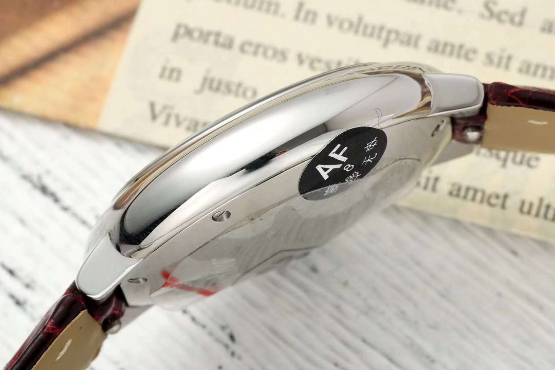 BALLON BLEU DE CARTIER 33 MM WATCH SILVER CASE WITH WINE RED LEATHER STRAP