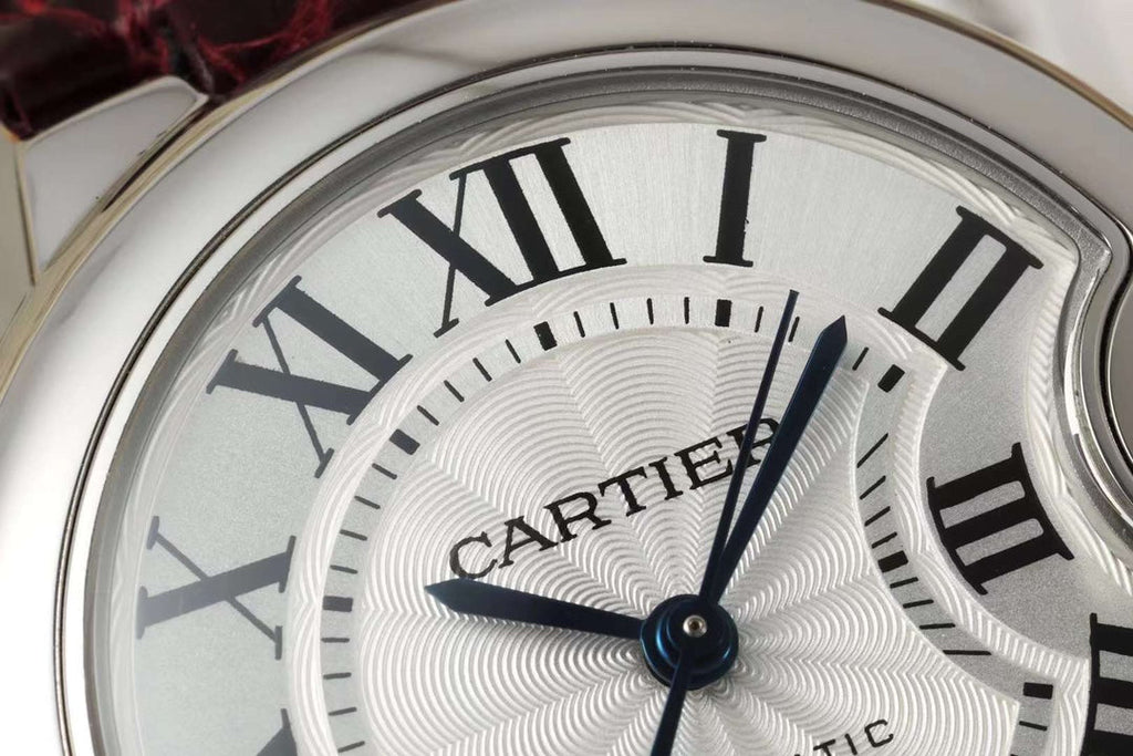 BALLON BLEU DE CARTIER 33 MM WATCH SILVER CASE WITH WINE RED LEATHER STRAP