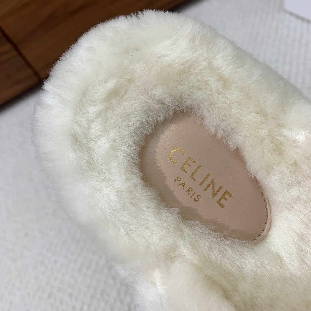 CELINE 26S CROSS-STRAP SANDALS IN WHITE WOOL