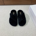 CELINE 26S CROSS-STRAP SANDALS IN BLACK WOOL