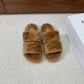 CELINE 26S TWO-STRAP QUILTED SANDALS IN BROWN WOOL