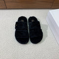 CELINE 26S TWO-STRAP QUILTED SANDALS IN BLACK WOOL