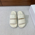 CELINE 26S TWO-STRAP SANDALS IN WHITE WOOL
