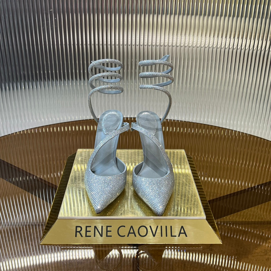 CLEO SILVER PUMP WITH CRYSTALS 10 CM