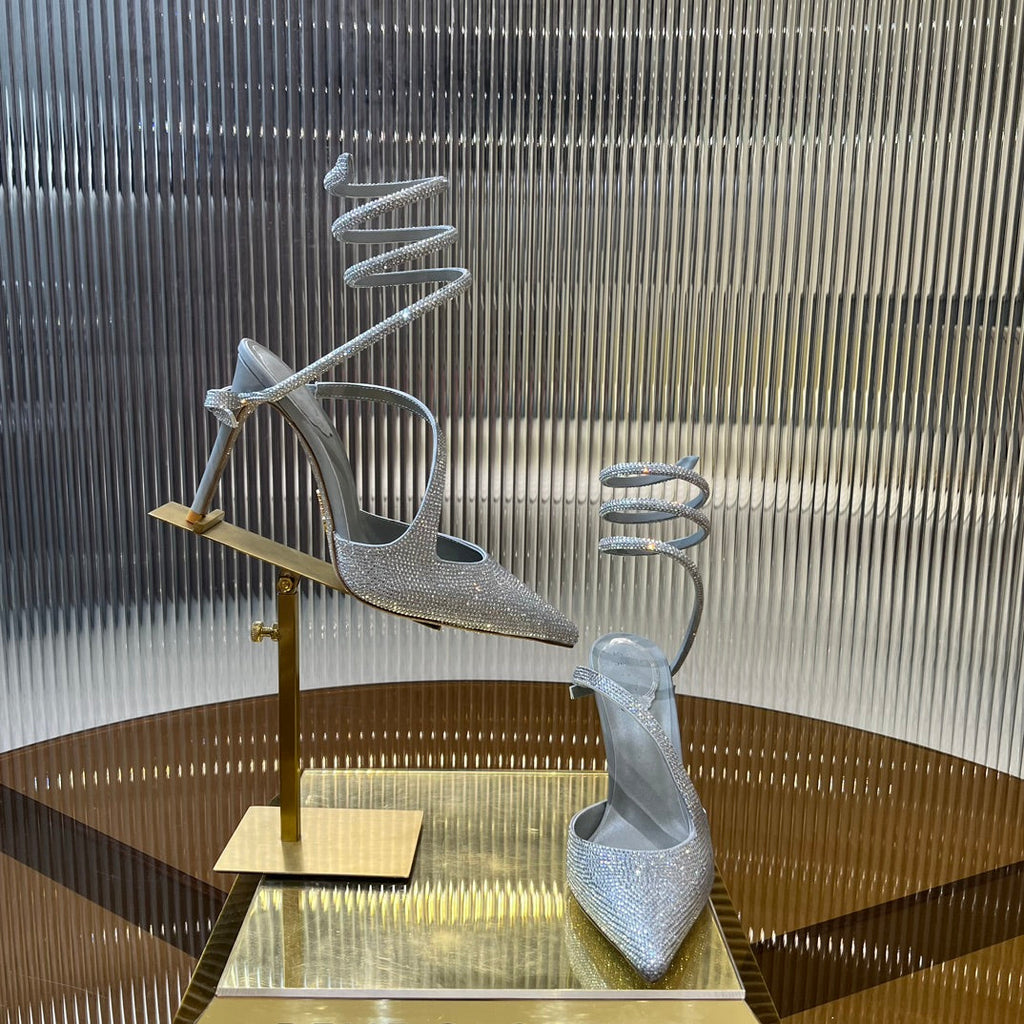 CLEO SILVER PUMP WITH CRYSTALS 10 CM