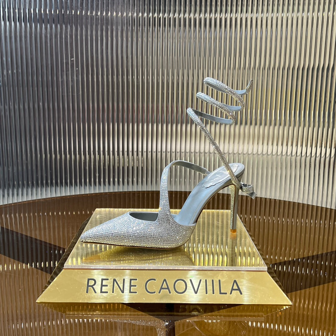 CLEO SILVER PUMP WITH CRYSTALS 10 CM