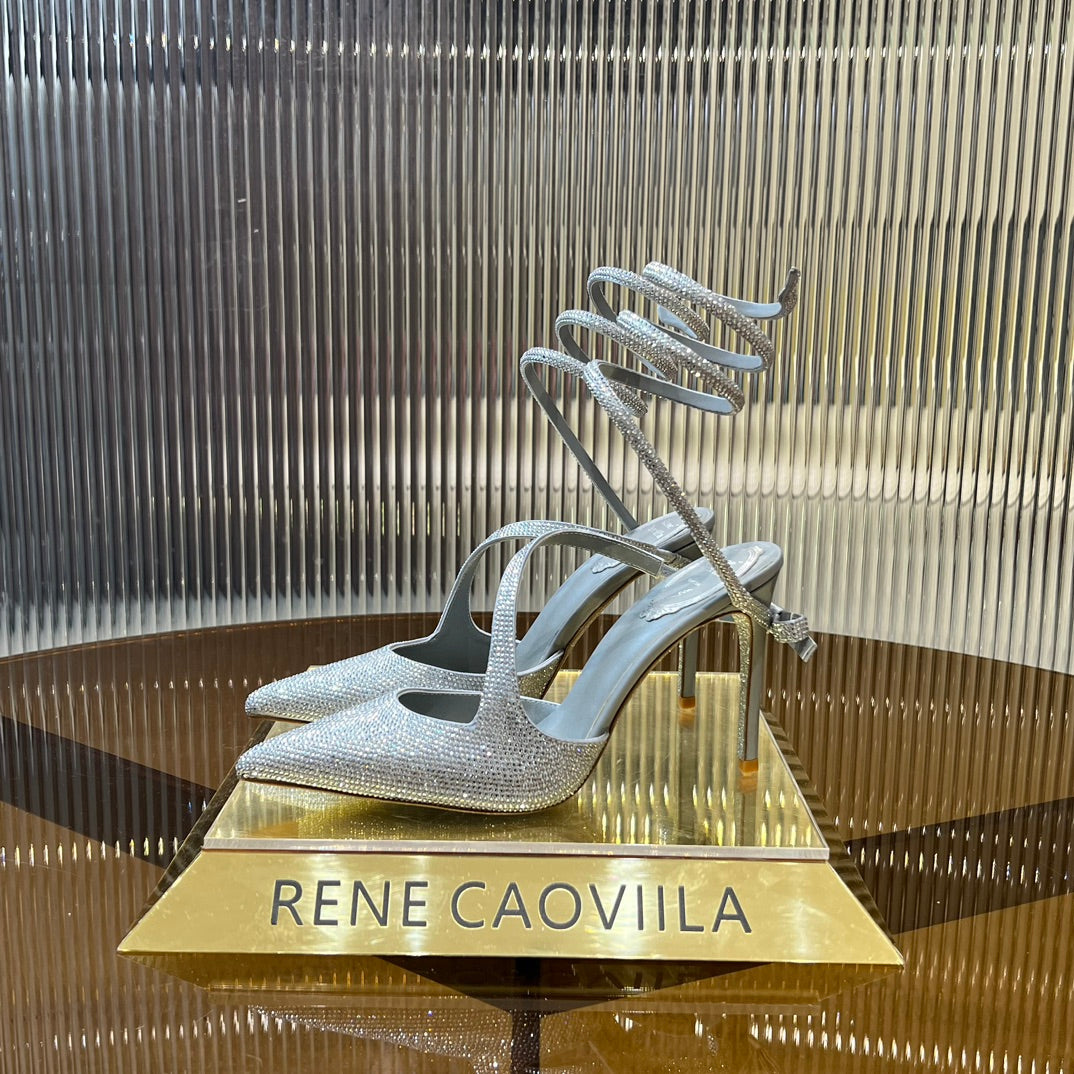 CLEO SILVER PUMP WITH CRYSTALS 10 CM