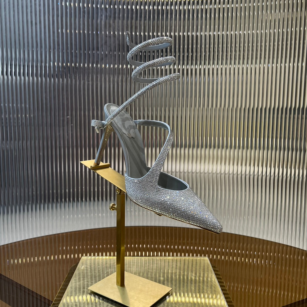 CLEO SILVER PUMP WITH CRYSTALS 10 CM