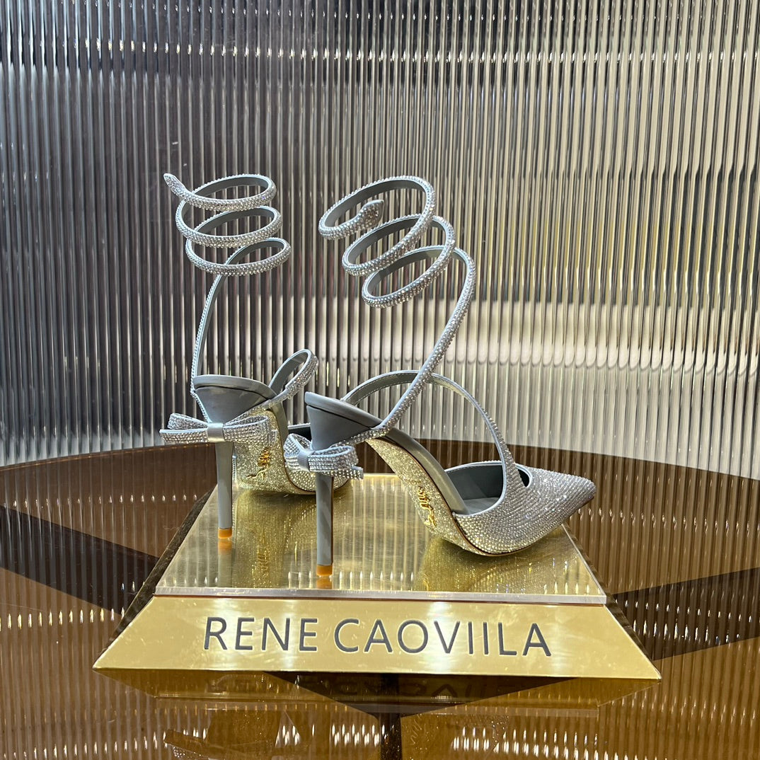 CLEO SILVER PUMP WITH CRYSTALS 10 CM