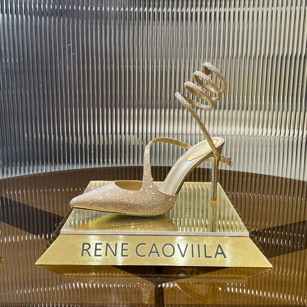CLEO GOLD PUMP WITH CRYSTALS 10 CM