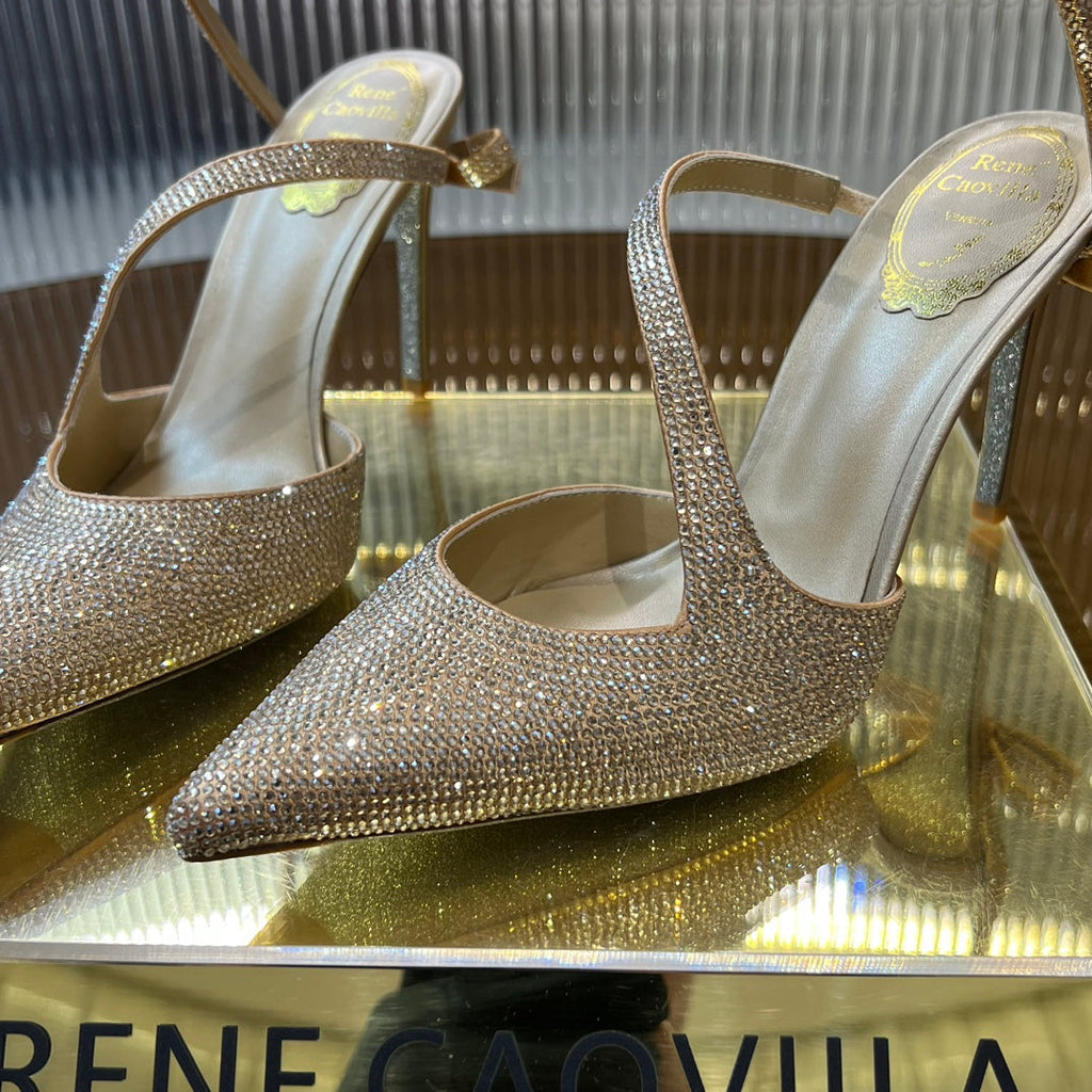 CLEO GOLD PUMP WITH CRYSTALS 10 CM