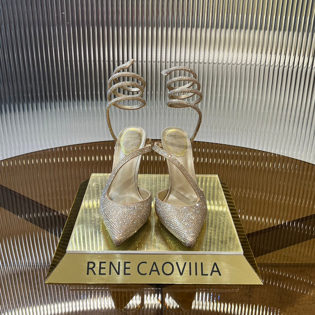 CLEO GOLD PUMP WITH CRYSTALS 10 CM