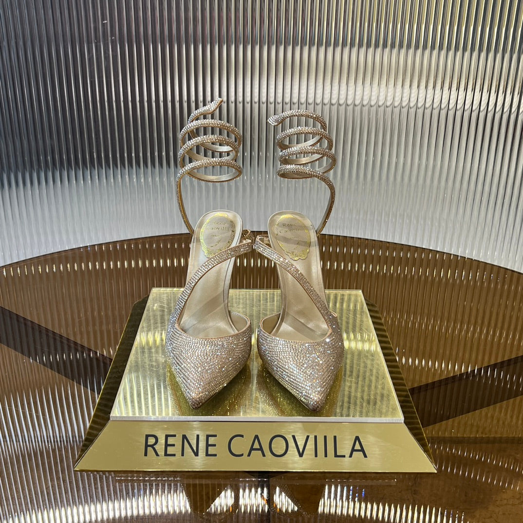 CLEO GOLD PUMP WITH CRYSTALS 10 CM