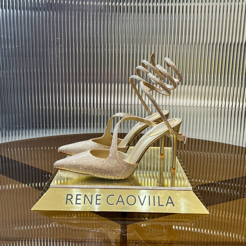 CLEO GOLD PUMP WITH CRYSTALS 10 CM