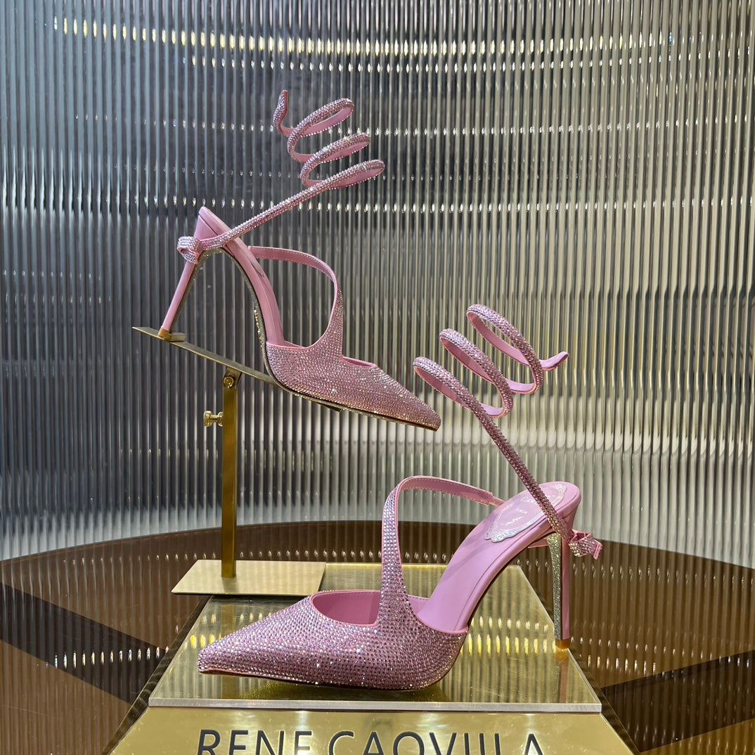 CLEO BABY PINK PUMP WITH CRYSTALS 10 CM