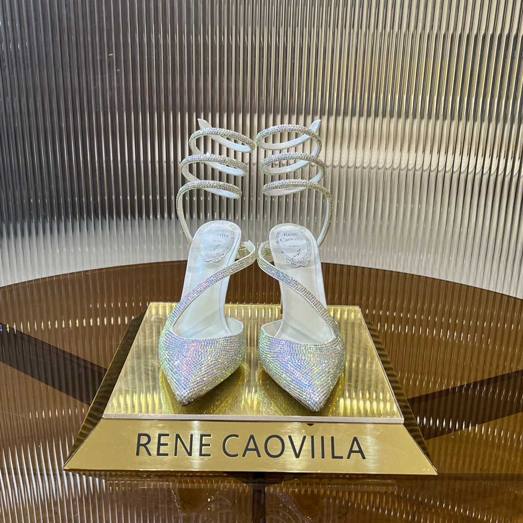 CLEO WHITE PUMP WITH CRYSTALS 10 CM