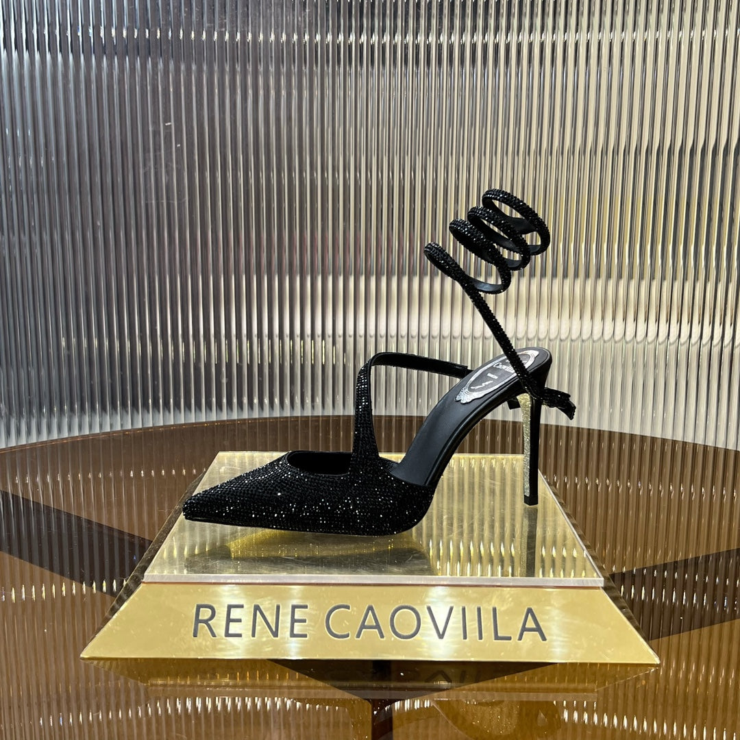 CLEO BLACK PUMP WITH CRYSTALS 10 CM