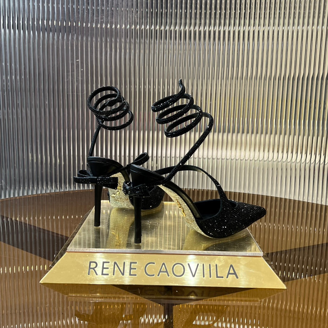 CLEO BLACK PUMP WITH CRYSTALS 10 CM