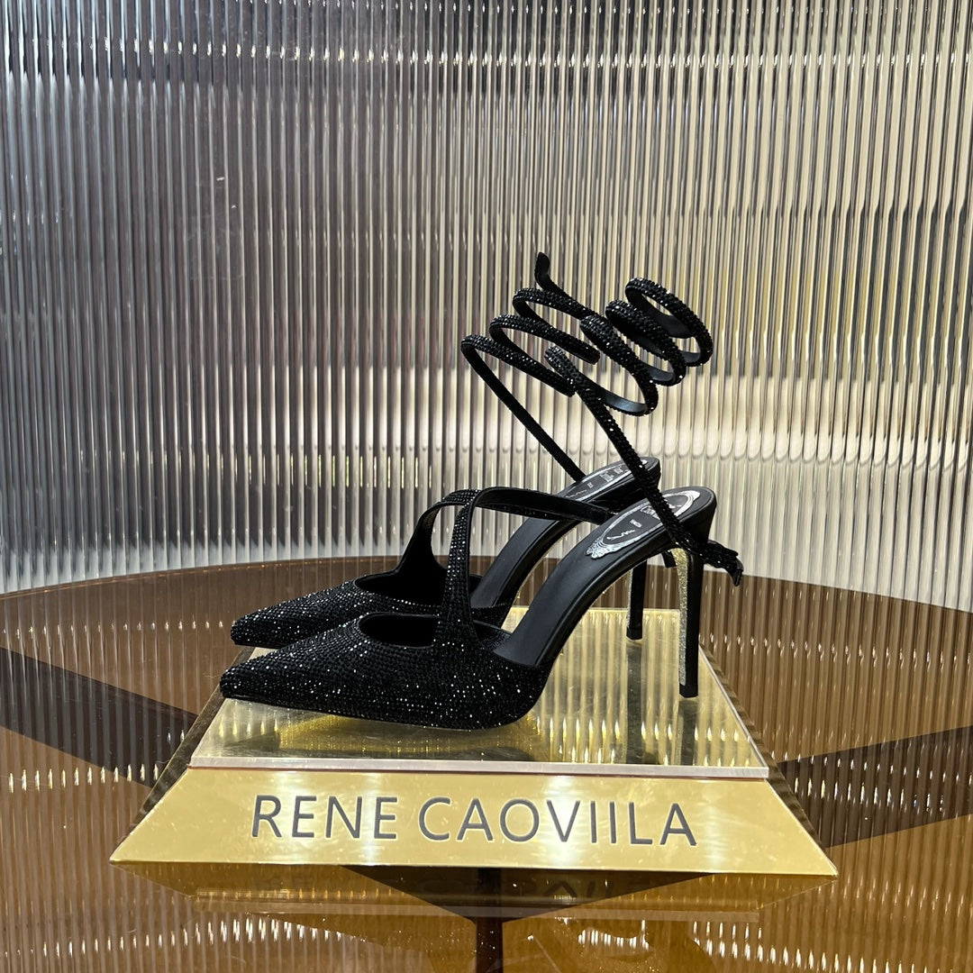 CLEO BLACK PUMP WITH CRYSTALS 10 CM
