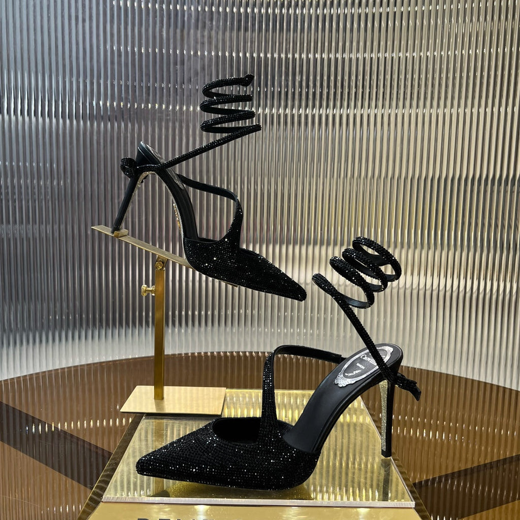CLEO BLACK PUMP WITH CRYSTALS 10 CM