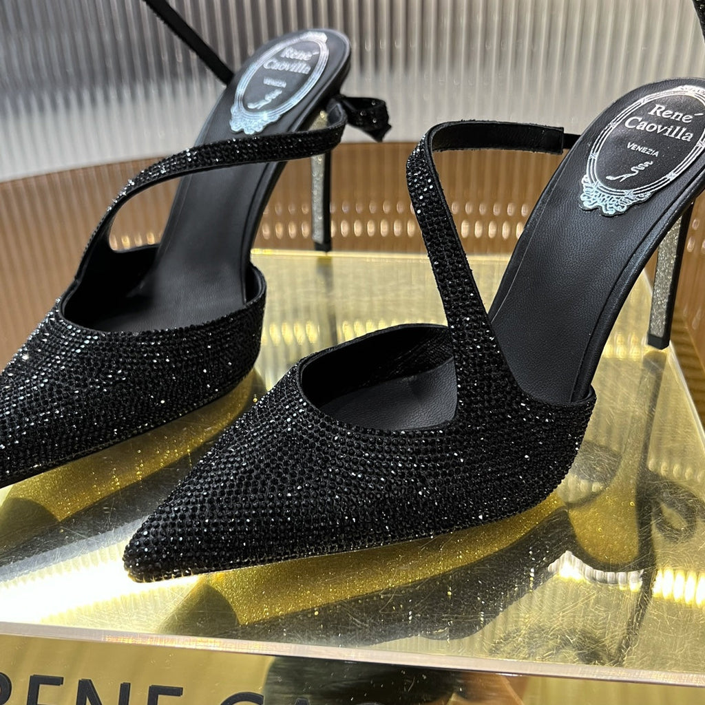 CLEO BLACK PUMP WITH CRYSTALS 10 CM