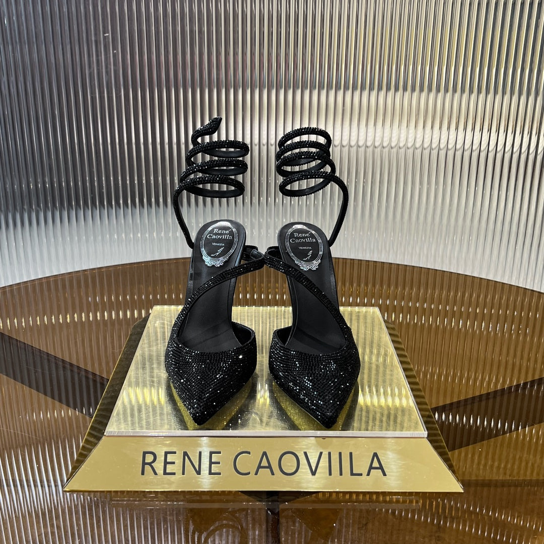 CLEO BLACK PUMP WITH CRYSTALS 10 CM