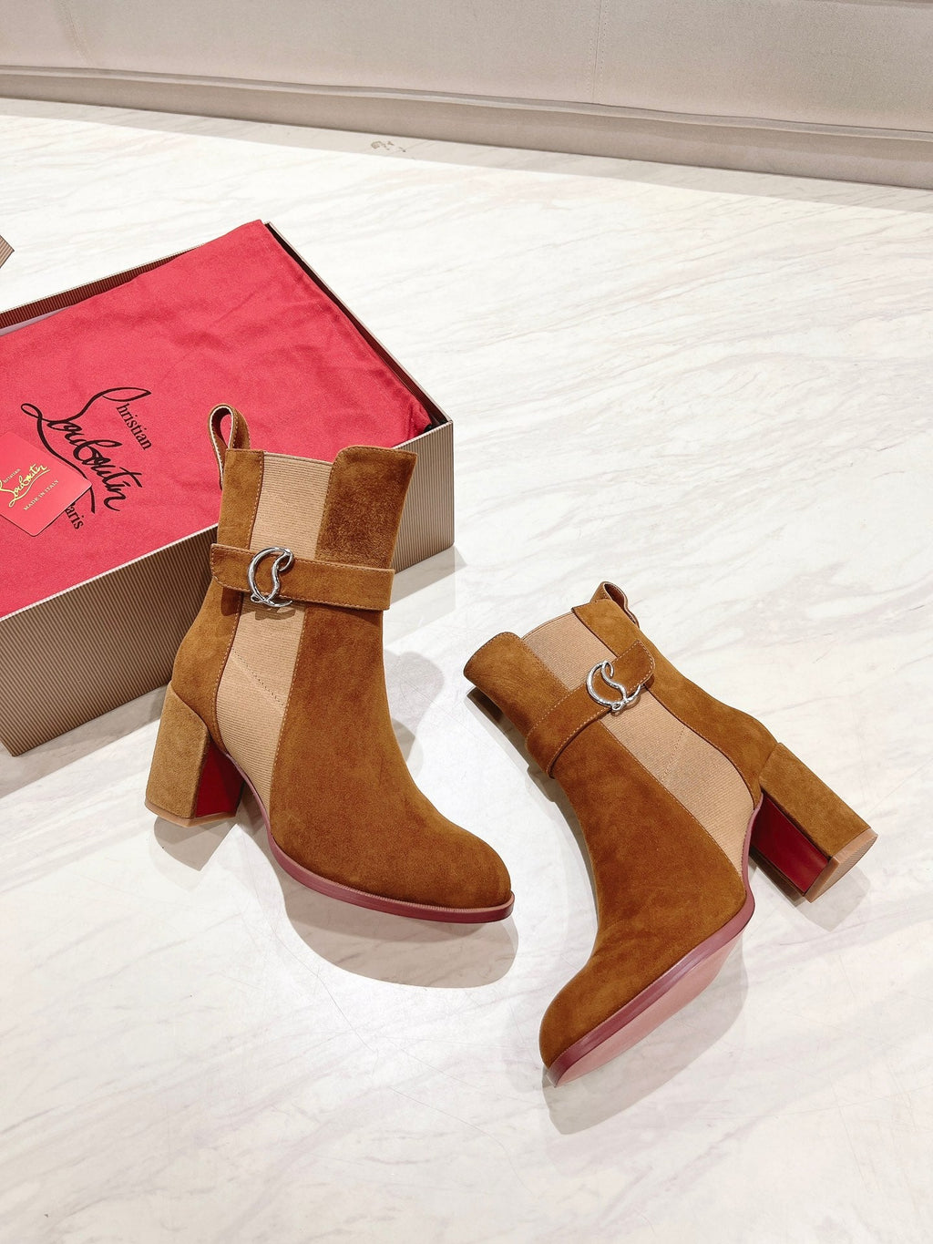 CL ANKLE BOOTS 70MM IN BROWN SUEDE