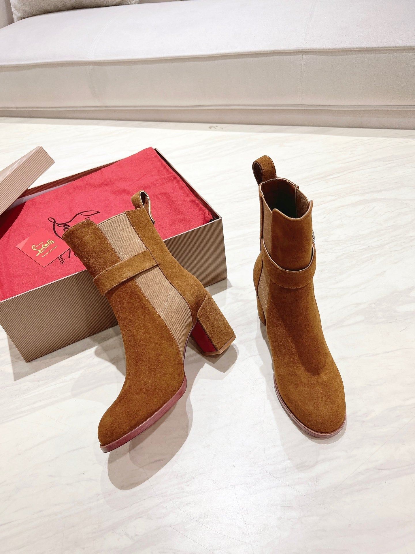 CL ANKLE BOOTS 70MM IN BROWN SUEDE