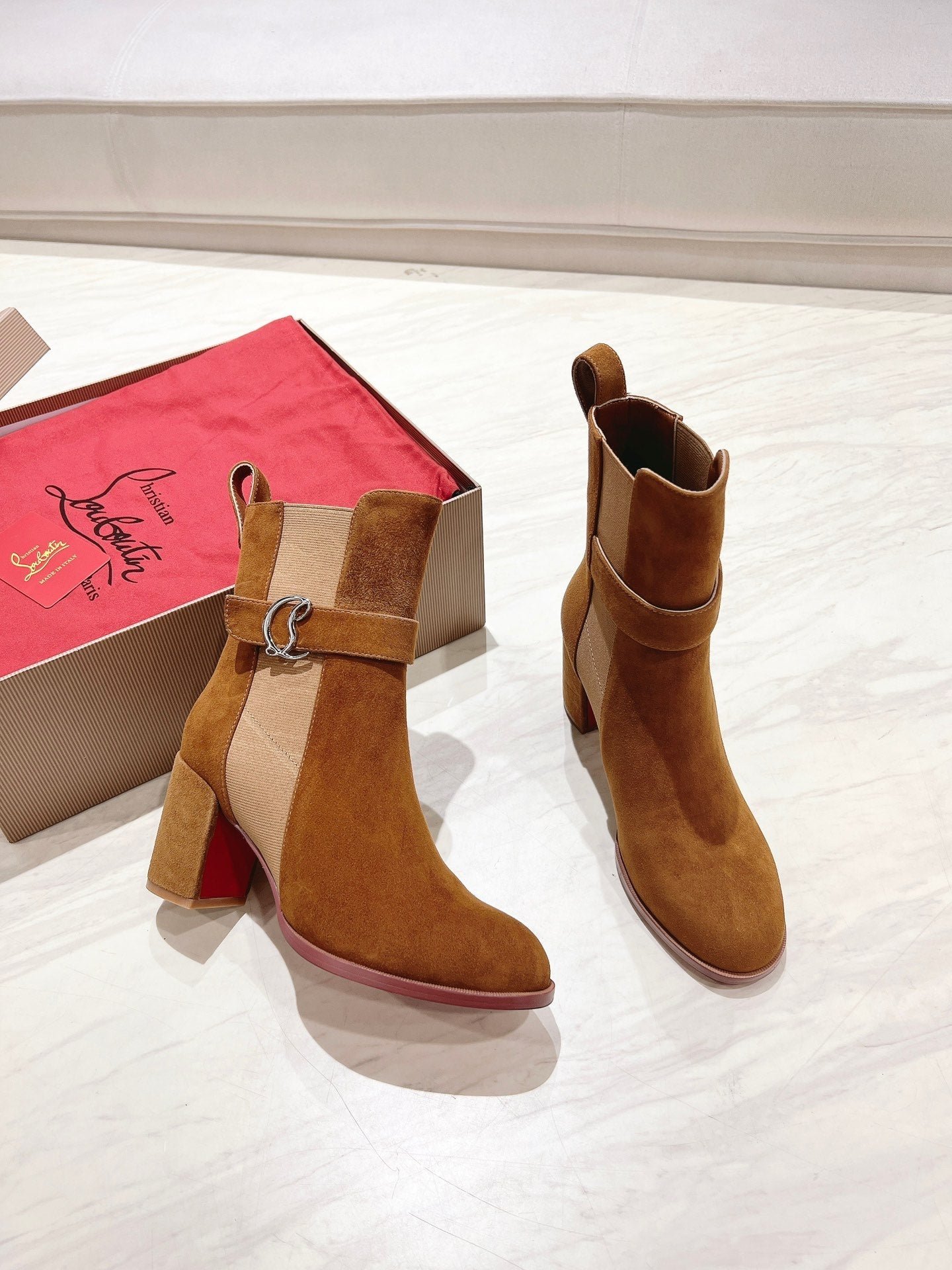 CL ANKLE BOOTS 70MM IN BROWN SUEDE
