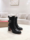 CL ANKLE BOOTS 70MM IN BLACK CROCODILE EMBOSSED CALFSKIN