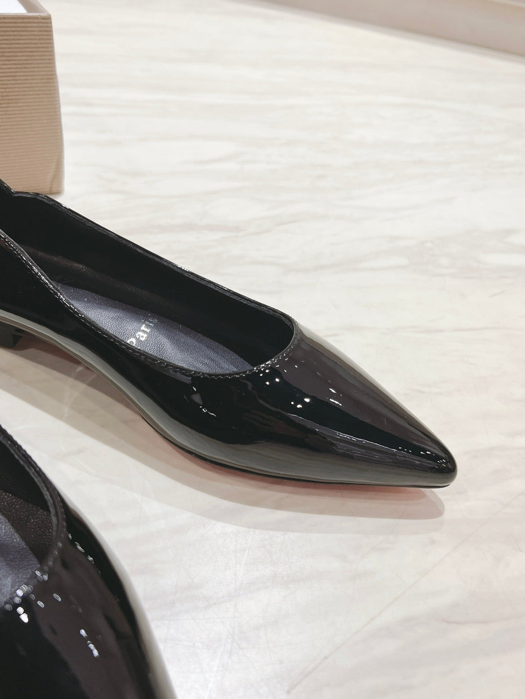HOT CHICK BALLERINAS 15MM IN BLACK PATENT CALFSKIN