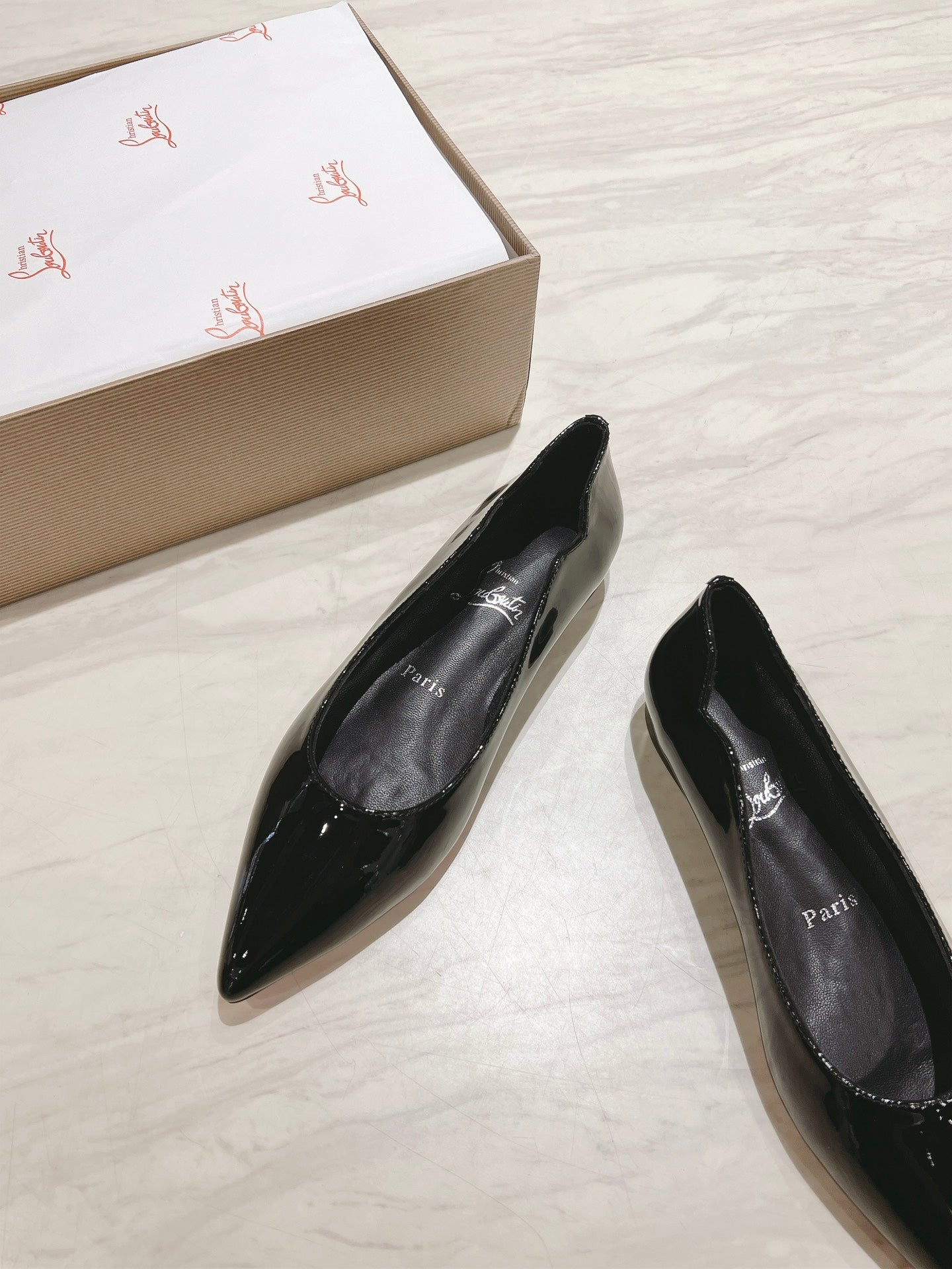 HOT CHICK BALLERINAS 15MM IN BLACK PATENT CALFSKIN