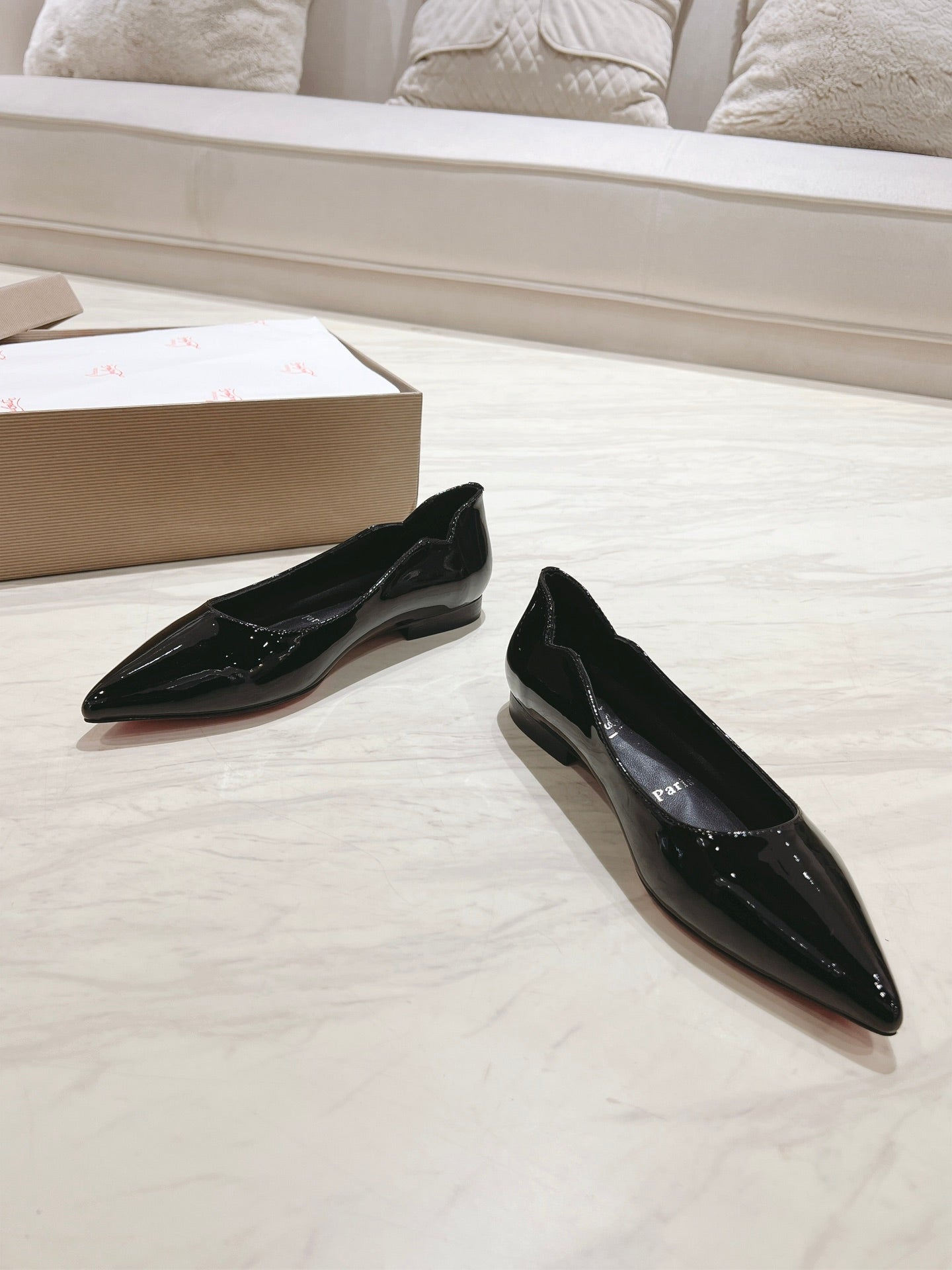 HOT CHICK BALLERINAS 15MM IN BLACK PATENT CALFSKIN