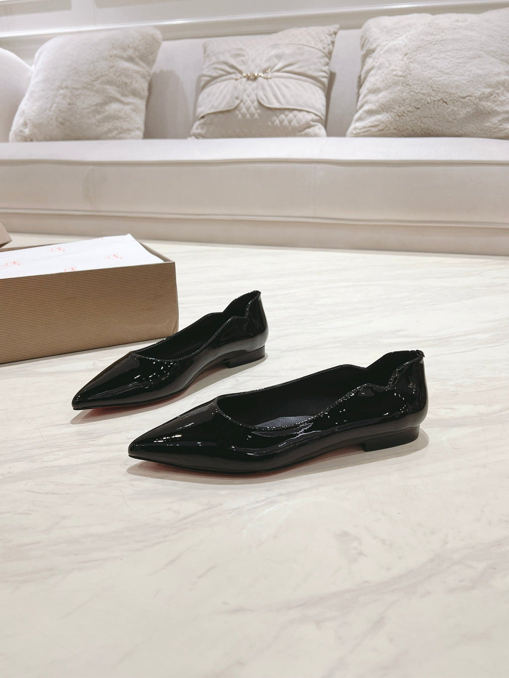 HOT CHICK BALLERINAS 15MM IN BLACK PATENT CALFSKIN