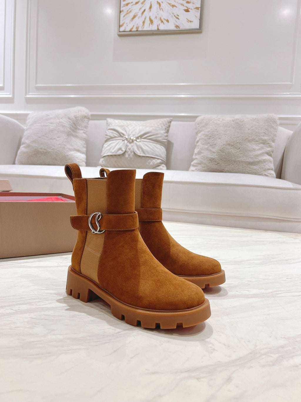 CHELSEA BOOT LUG 30MM IN BROWN SUEDE