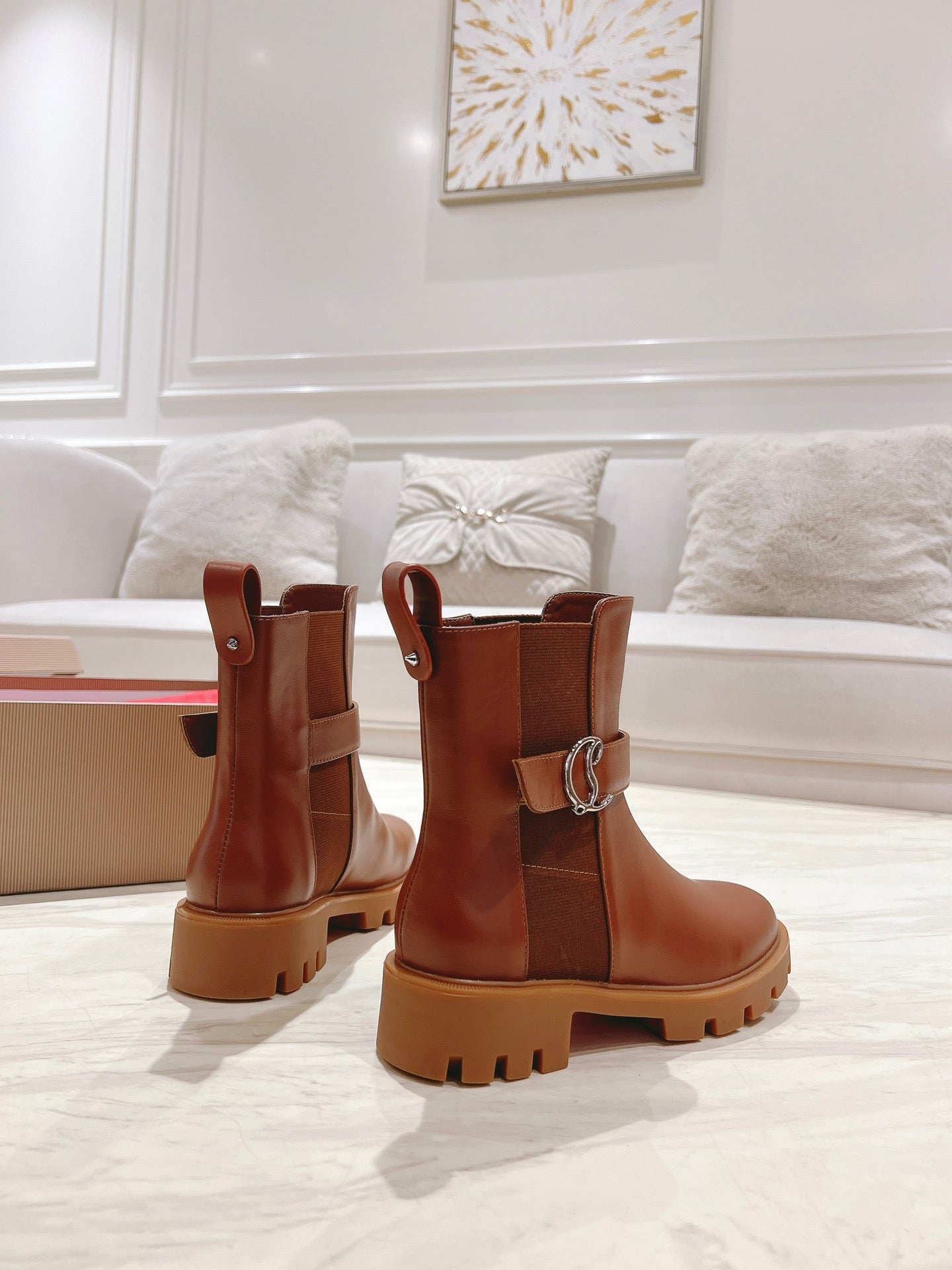 CHELSEA BOOT LUG 30MM IN BROWN CALFSKIN