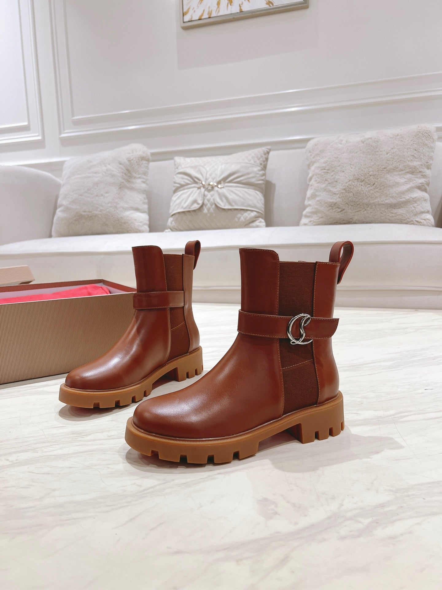 CHELSEA BOOT LUG 30MM IN BROWN CALFSKIN