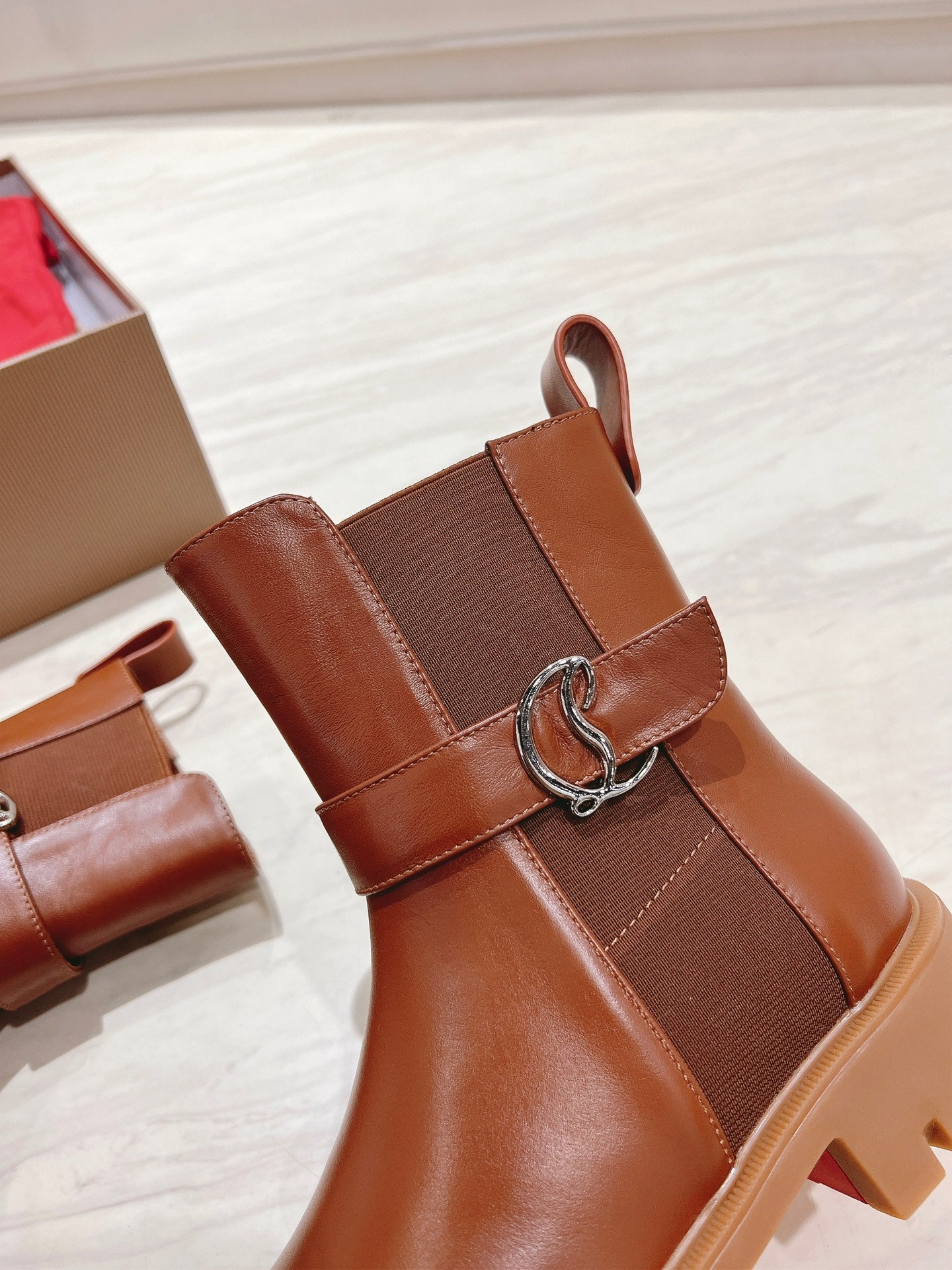 CHELSEA BOOT LUG 30MM IN BROWN CALFSKIN