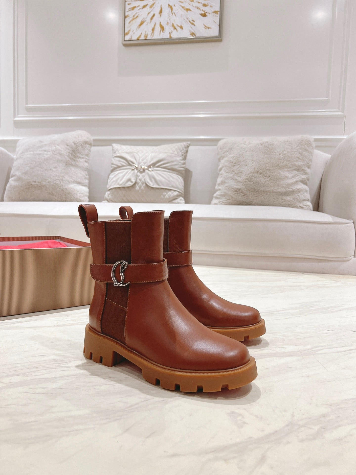CHELSEA BOOT LUG 30MM IN BROWN CALFSKIN