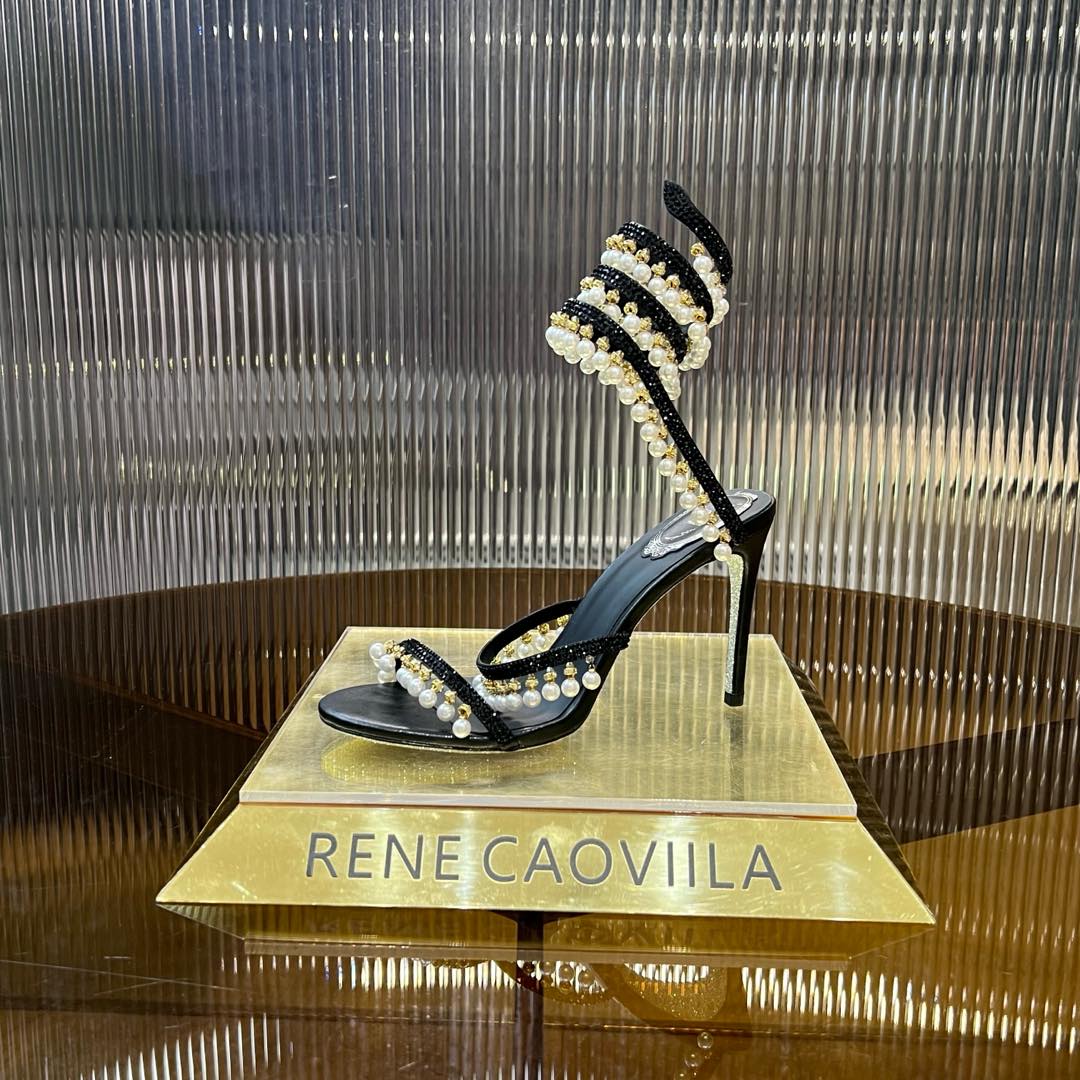 CHANDELIER 95 MM BLACK LAMBSKIN SANDAL