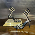 CHANDELIER 95 MM BLACK LAMBSKIN SANDAL
