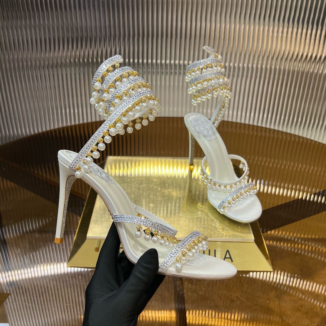 CHANDELIER 95 MM WHITE LAMBSKIN SANDAL
