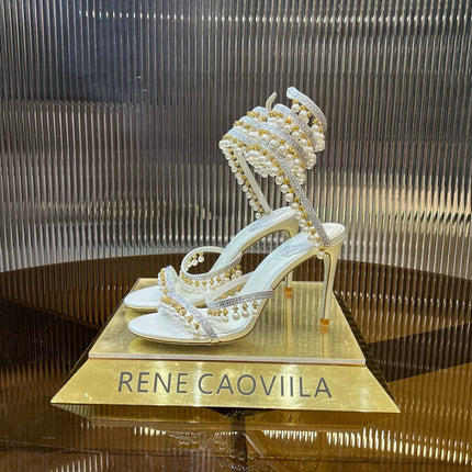 CHANDELIER 95 MM WHITE LAMBSKIN SANDAL